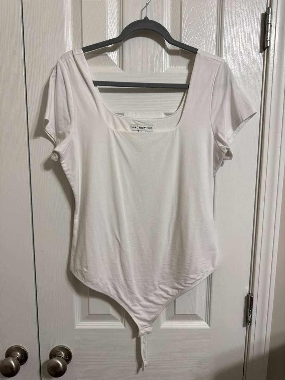 White Scoop Neck Short-Sleeve Bodysuit